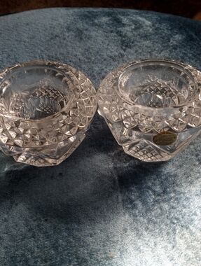 Crystal Cut Glass Votive Candle Holders - Clear (Pair)